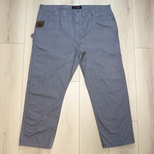 Riggs Workwear Mens 50x32 Gray Ripstop Carpenter Utility Pants Relaxed Cotton